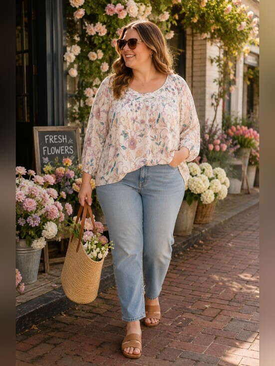 LC Lauren Conrad Tops - Lauren Conrad XXL Floral Peasant Blouse | Romantic Cottagecore Boho Top